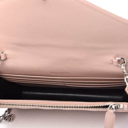 Saint Laurent Grain De Poudre Matelasse Chevron Monogram Envelope Chain Wallet Pale Pink 5 of 9