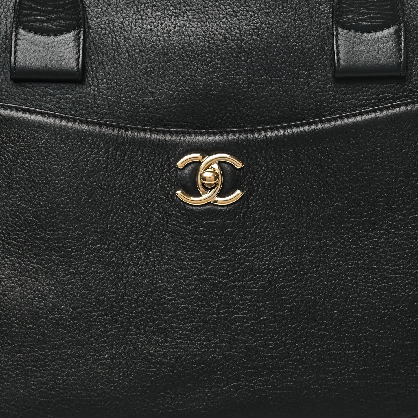 Grained Calfskin Medium Bi-Color Neo Executive Shopper Tote Black Beige