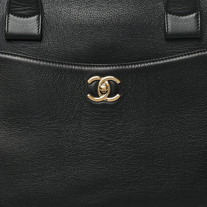 Chanel Grained Calfskin Medium Bi-Color Neo Executive Shopper Tote Black Beige 9 of 11