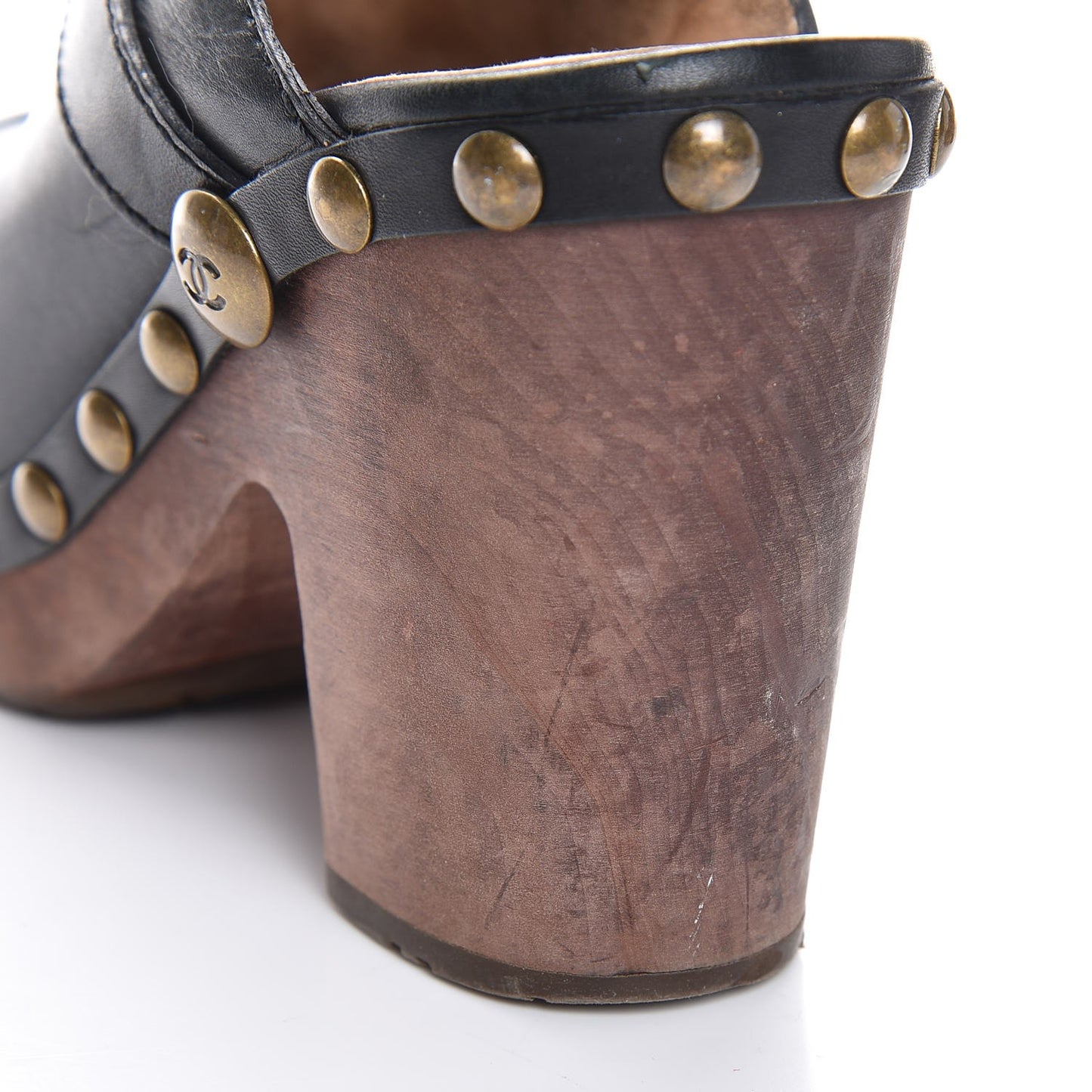 Calfskin Studded Clogs 35.5 Black
