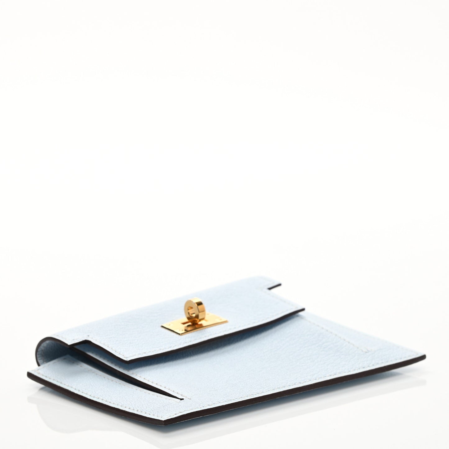Chevre Mysore Kelly Pocket Compact Wallet Bleu Brume