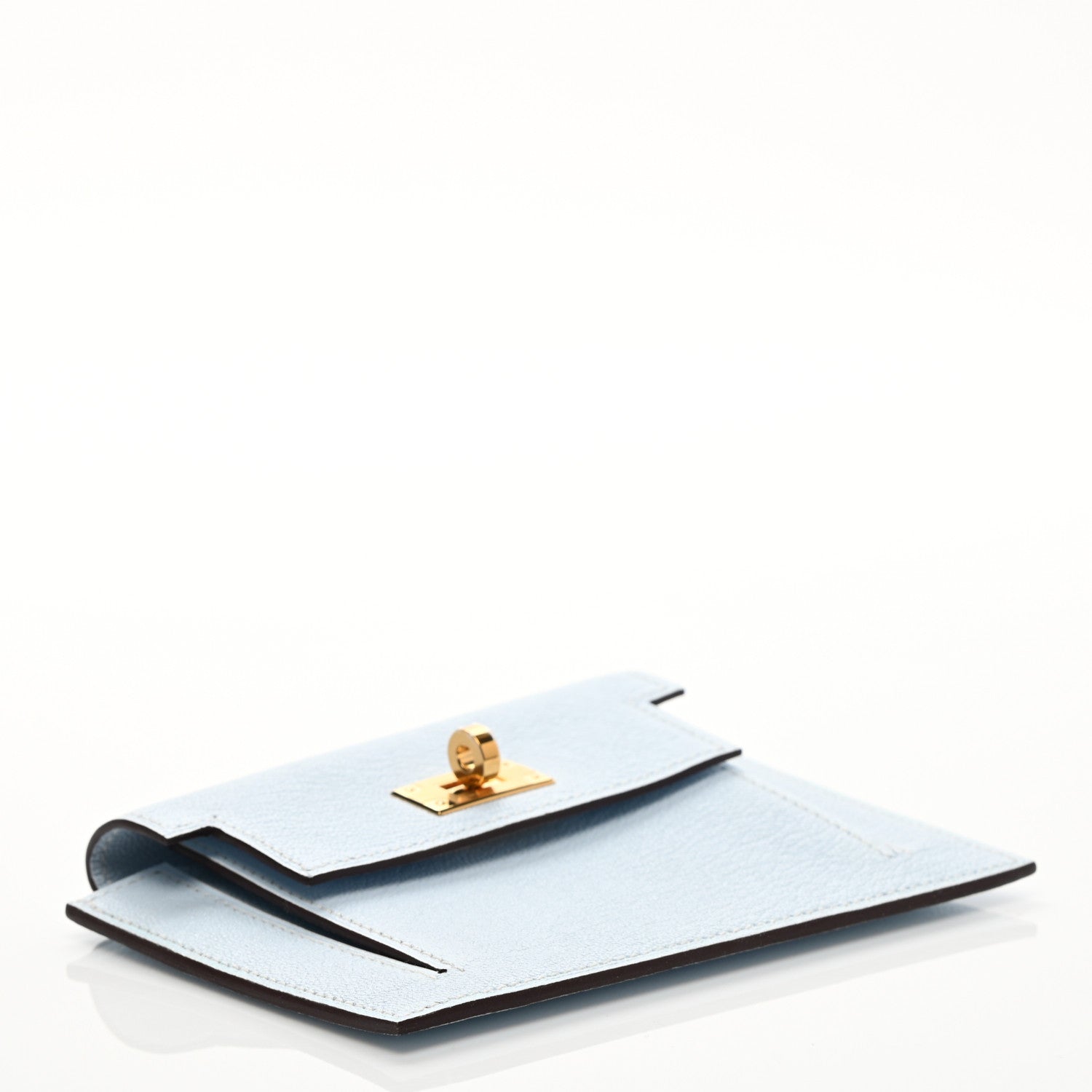 Hermes Chevre Mysore Kelly Pocket Compact Wallet Bleu Brume 4 of 8