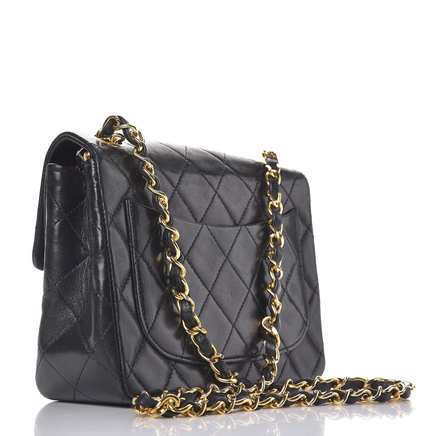 Lambskin Quilted Mini Square Flap Black