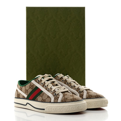 Gucci GG Monogram Web Womens 1977 Tennis Sneakers 37.5 Beige Ebony Mystic White 8 of 8
