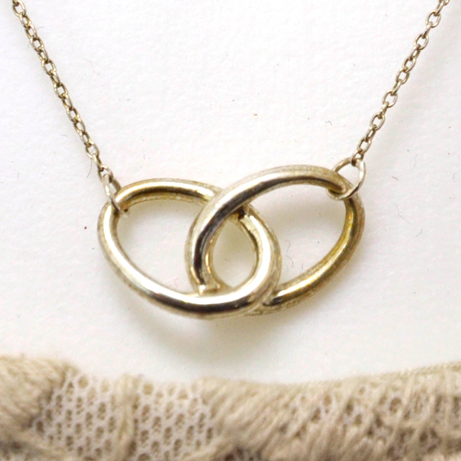 Tiffany Silver Elsa Peretti Interlocking Ovals Pendant Necklace 3 of 5