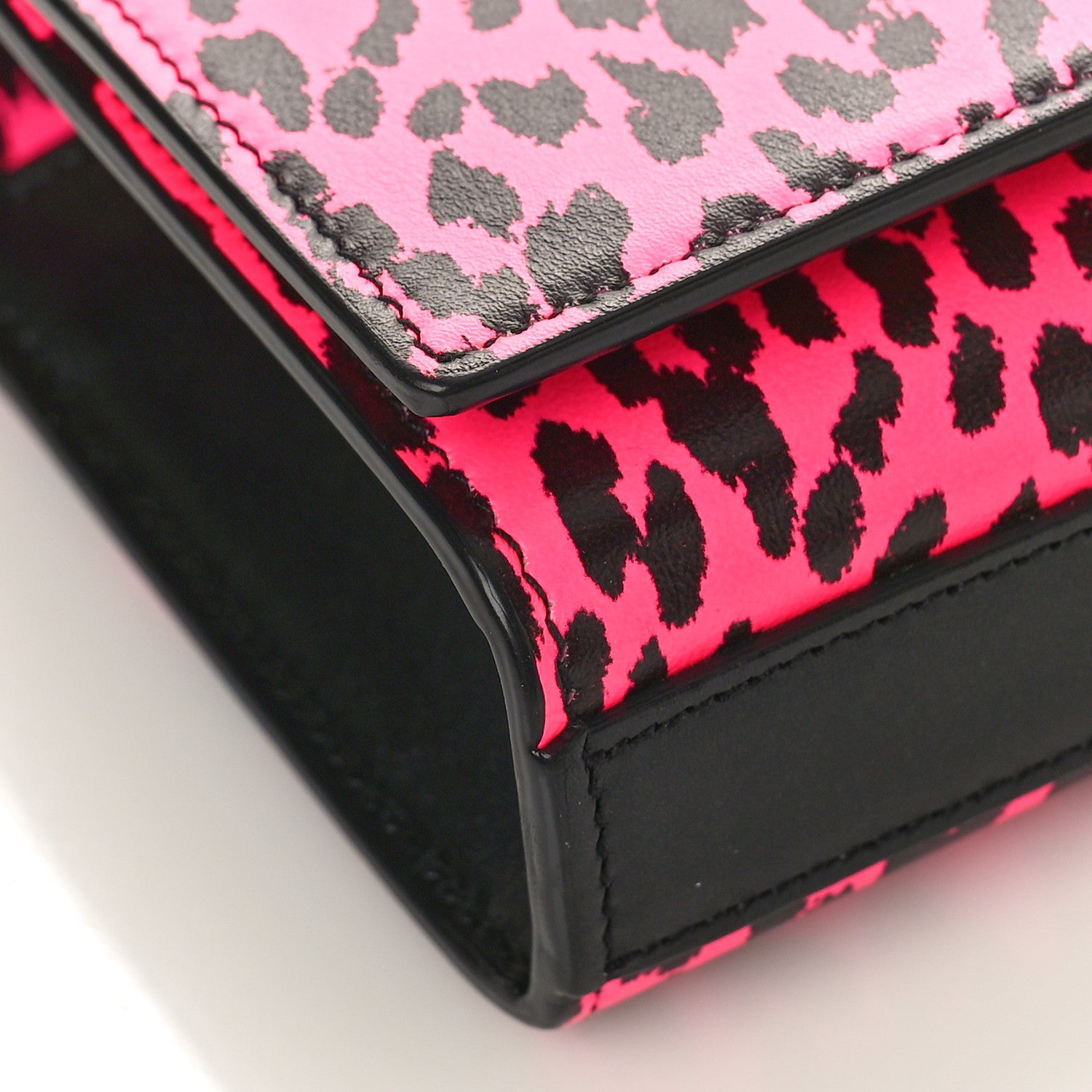 Saint Laurent SAINT LAURENT Calfskin Leopard Small Monogram Kate Satchel Pink Black 7 of 8