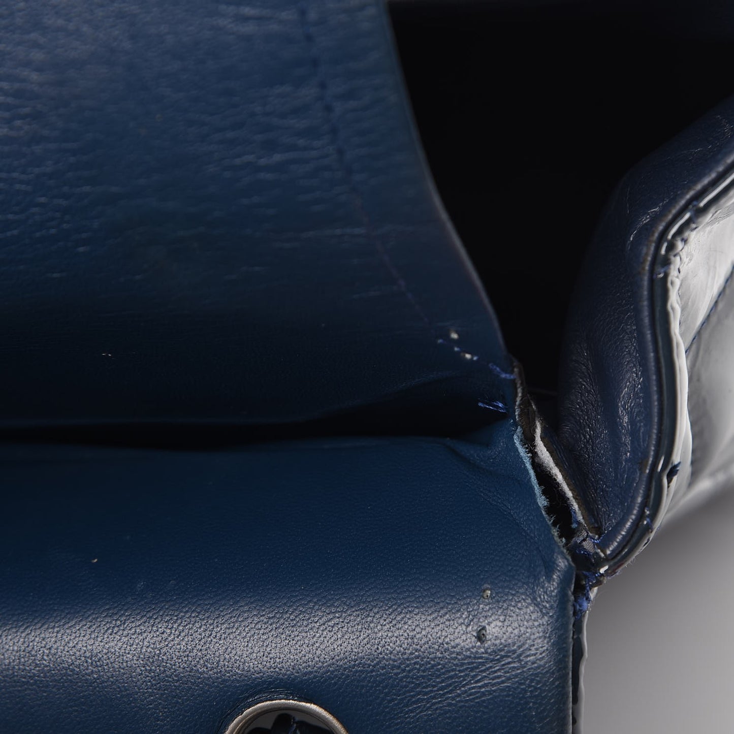Patent Quilted Maxi Double Flap Navy Blue