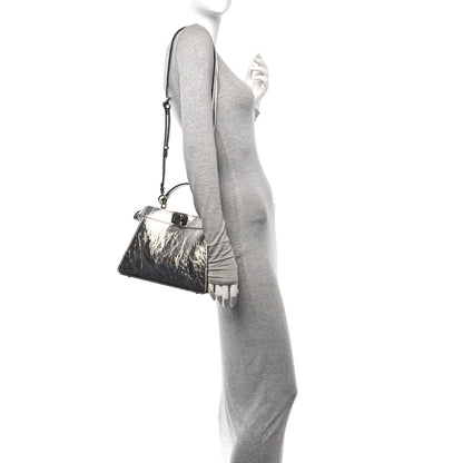 Fendi Rock Millenium Laminata Small Peekaboo I SEE U Satchel Argento 2 of 11