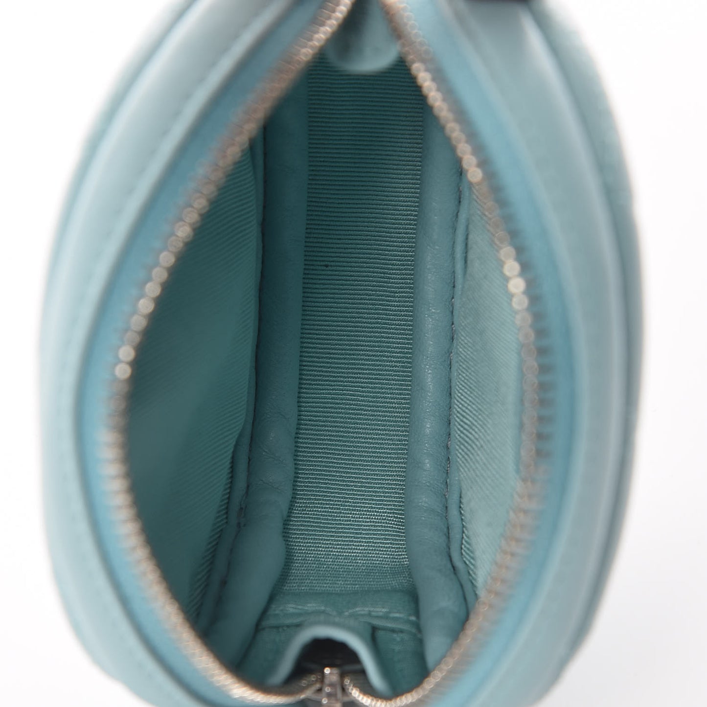 Lambskin Quilted Zip Around Classic Coin Purse Light Blue