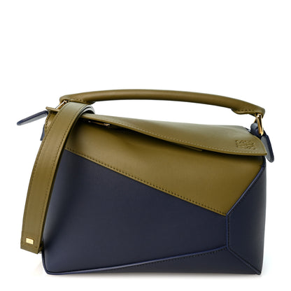 Loewe Calfskin Small Puzzle Edge Bag Olive Abyss Blue 1 of 9