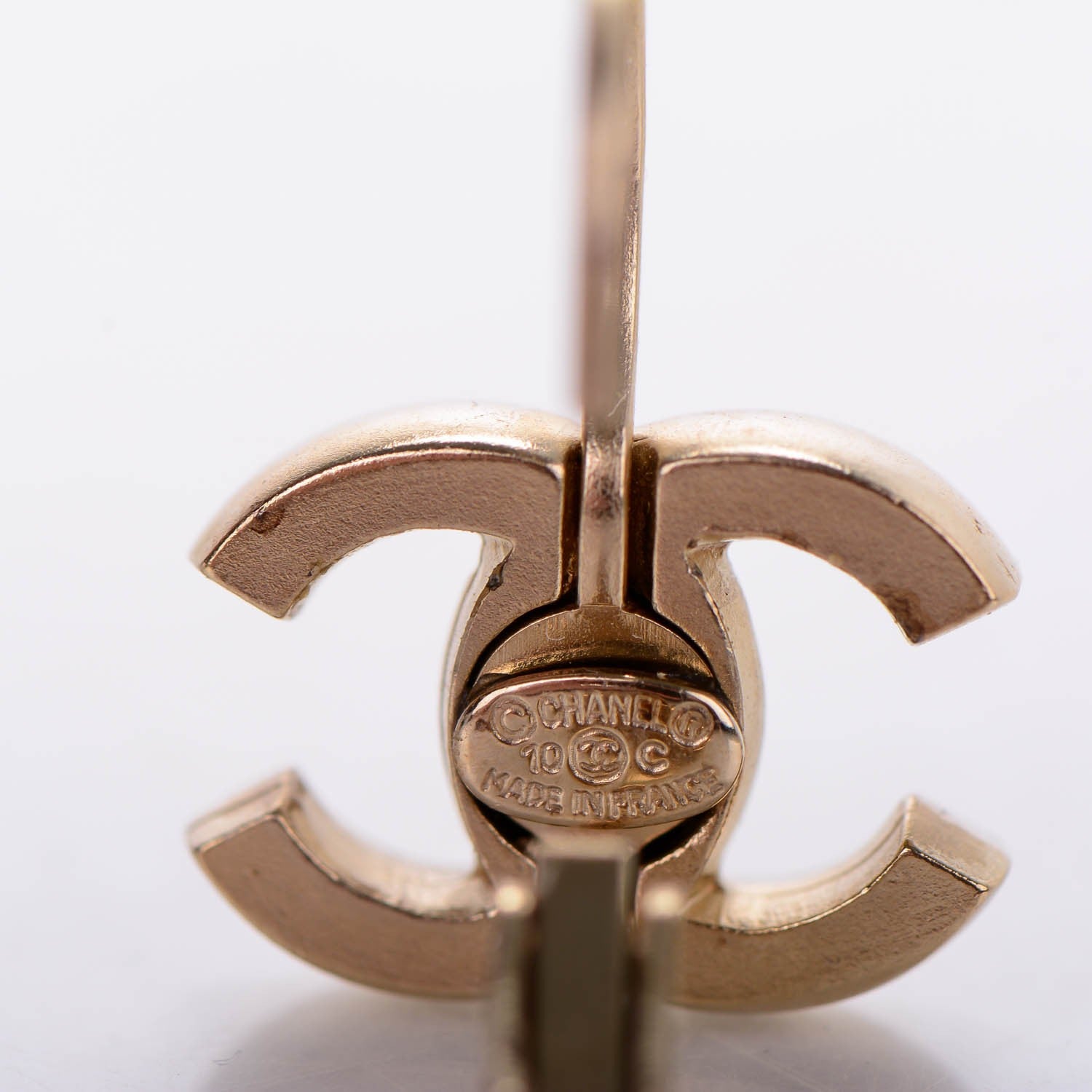 Chanel Enamel CC Drop Earrings White Light Gold 4 of 4