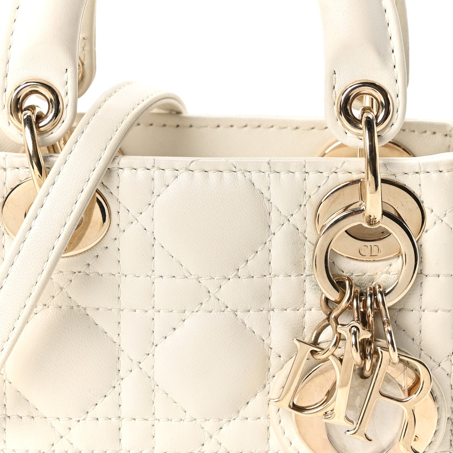 Lambskin Cannage Micro Lady Dior Latte