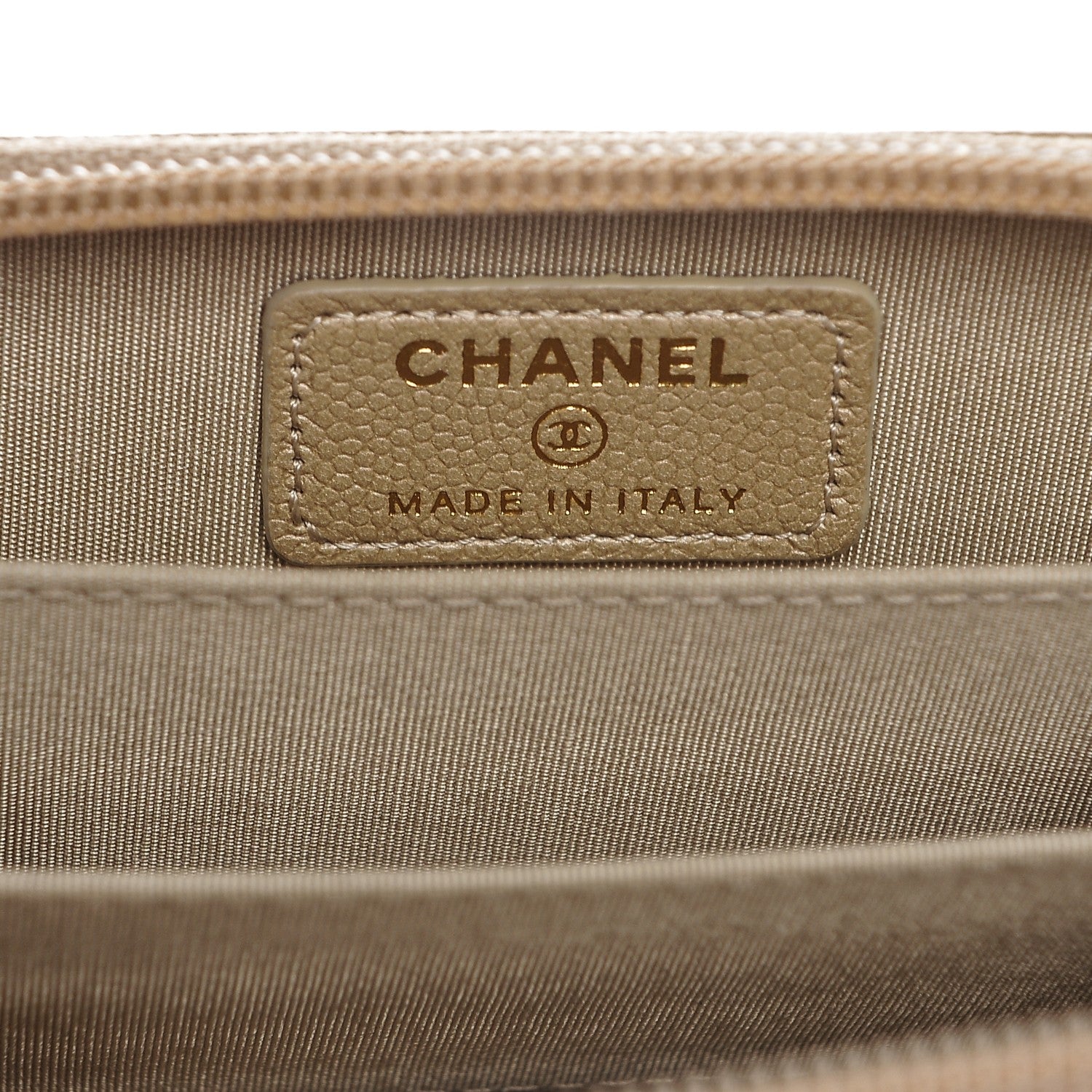 Chanel Caviar Quilted Boy Zip Around Coin Purse Wallet Light Gold 6 of 7