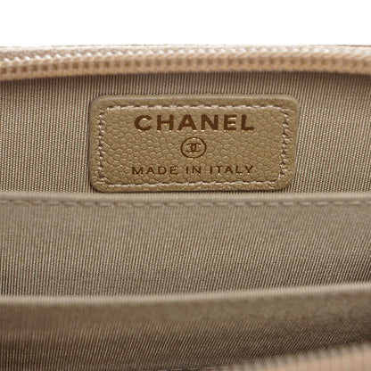 Chanel Caviar Quilted Boy Zip Around Coin Purse Wallet Light Gold 6 of 7