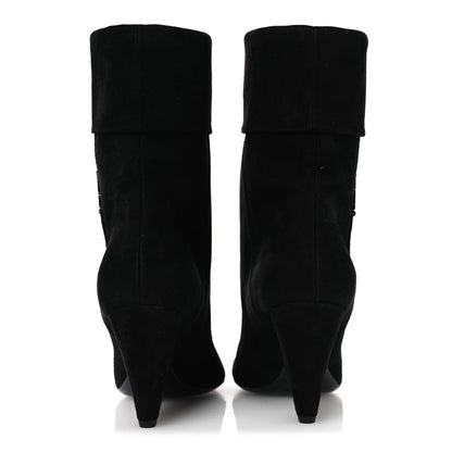 Saint Laurent Kid Scamosciato Niki 85 Wedge Booties 37.5 Black 6 of 11