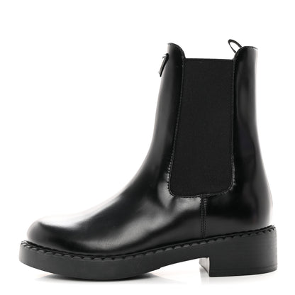 Prada Spazzolato Metal Triangle Logo 50mm Chelsea Boots 37 Black 1 of 9