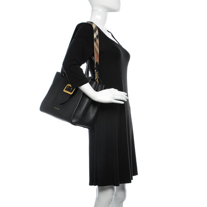 Burberry Soft Grain Calfskin Medium Buckle Tote Black 2 of 16