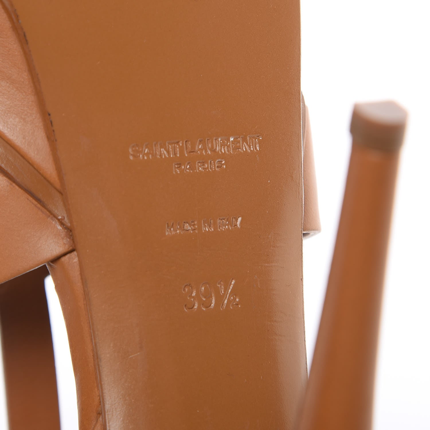 Saint Laurent Calfskin Tribute 105 Platform Sandals 39.5 Caramel 6 of 9