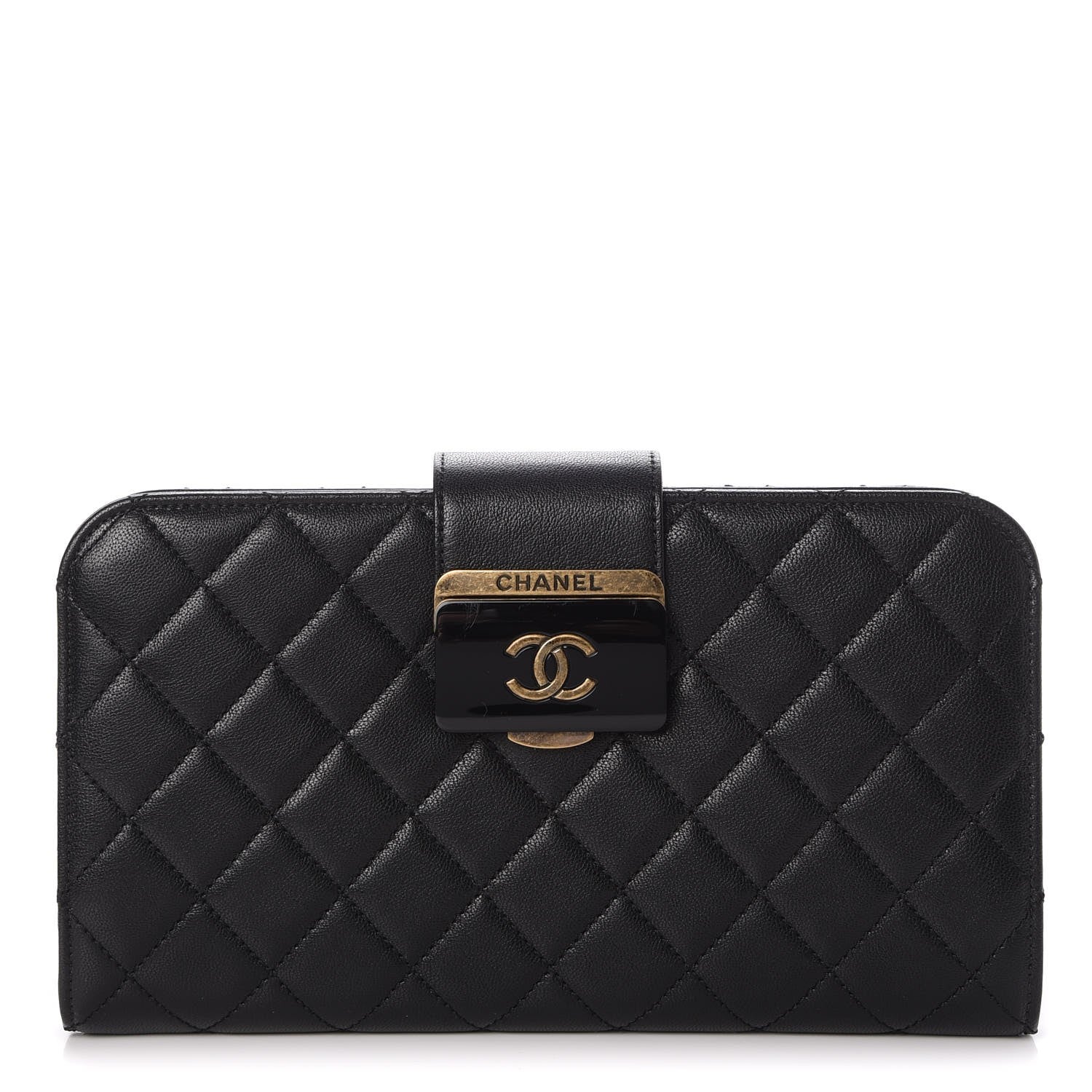 Chanel Sheepskin Quilted Beauty Lock Clutch Black 1 of 8