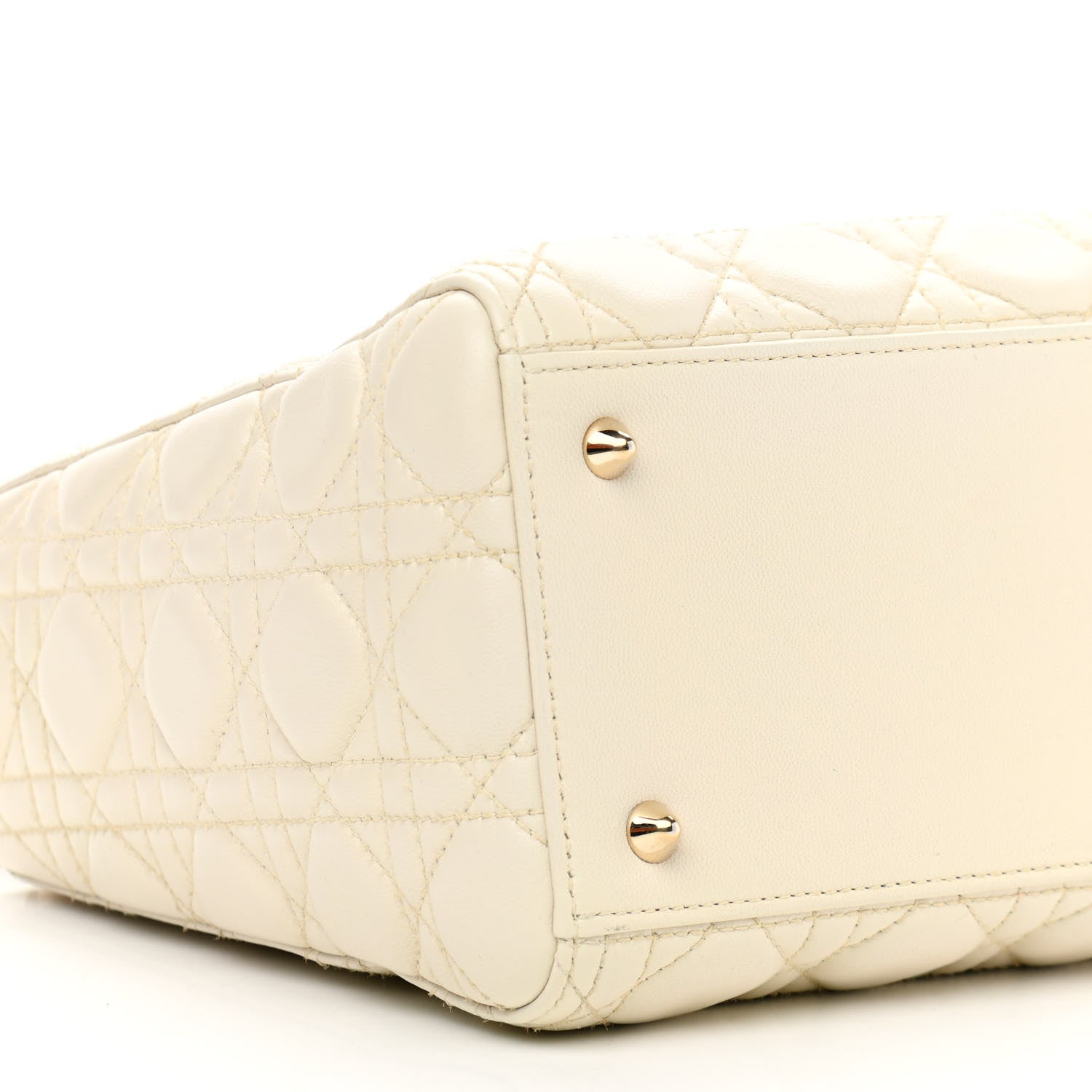 Christian Dior Lambskin Cannage Medium Lady Dior Ivory 9 of 11