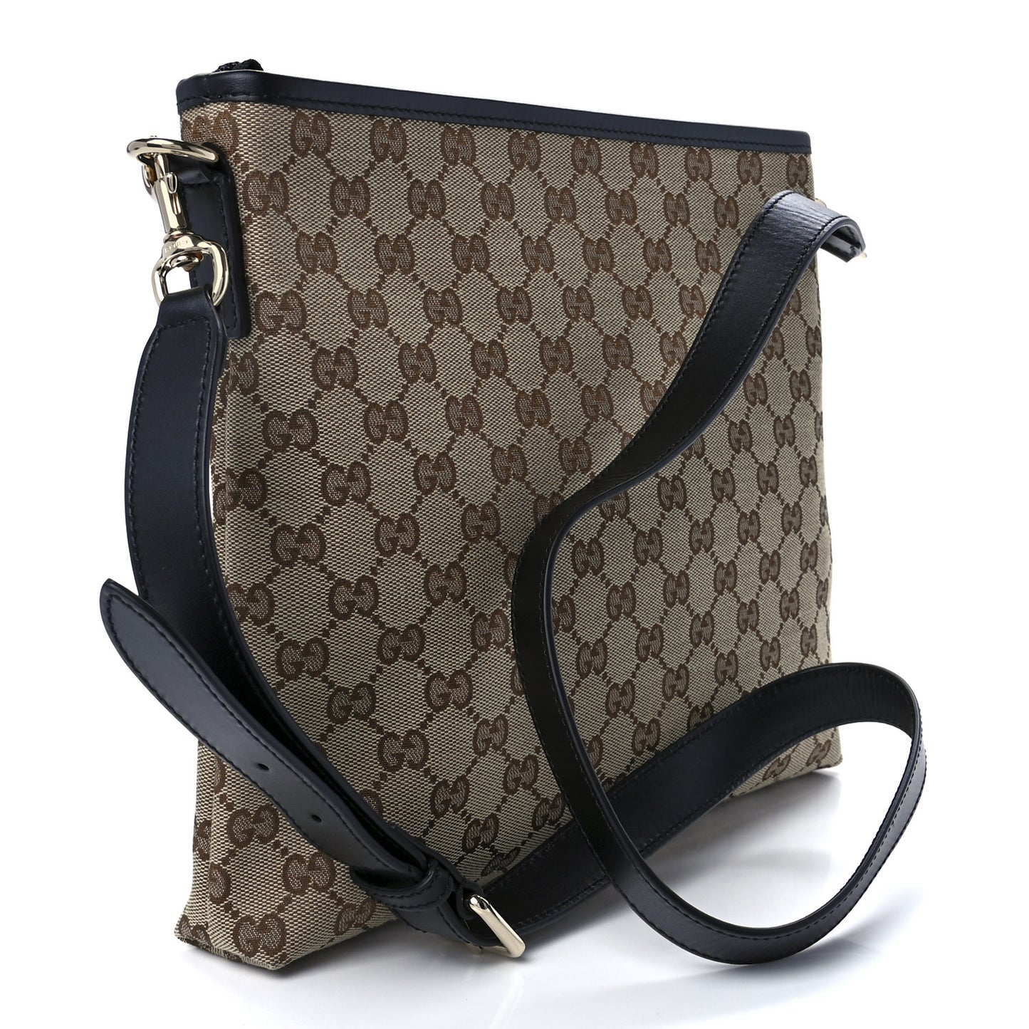 GG Monogram Web Flat Messenger Bag Black