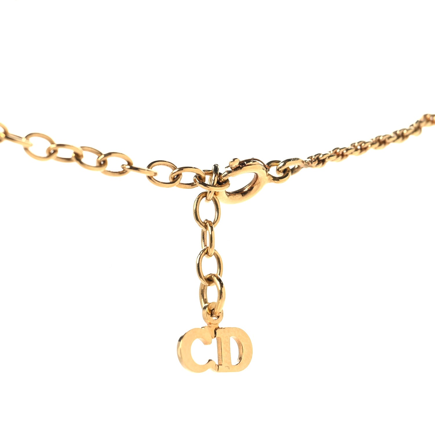 Christian Dior Metal CD Logo Oval Pendant Necklace Gold 4 of 4