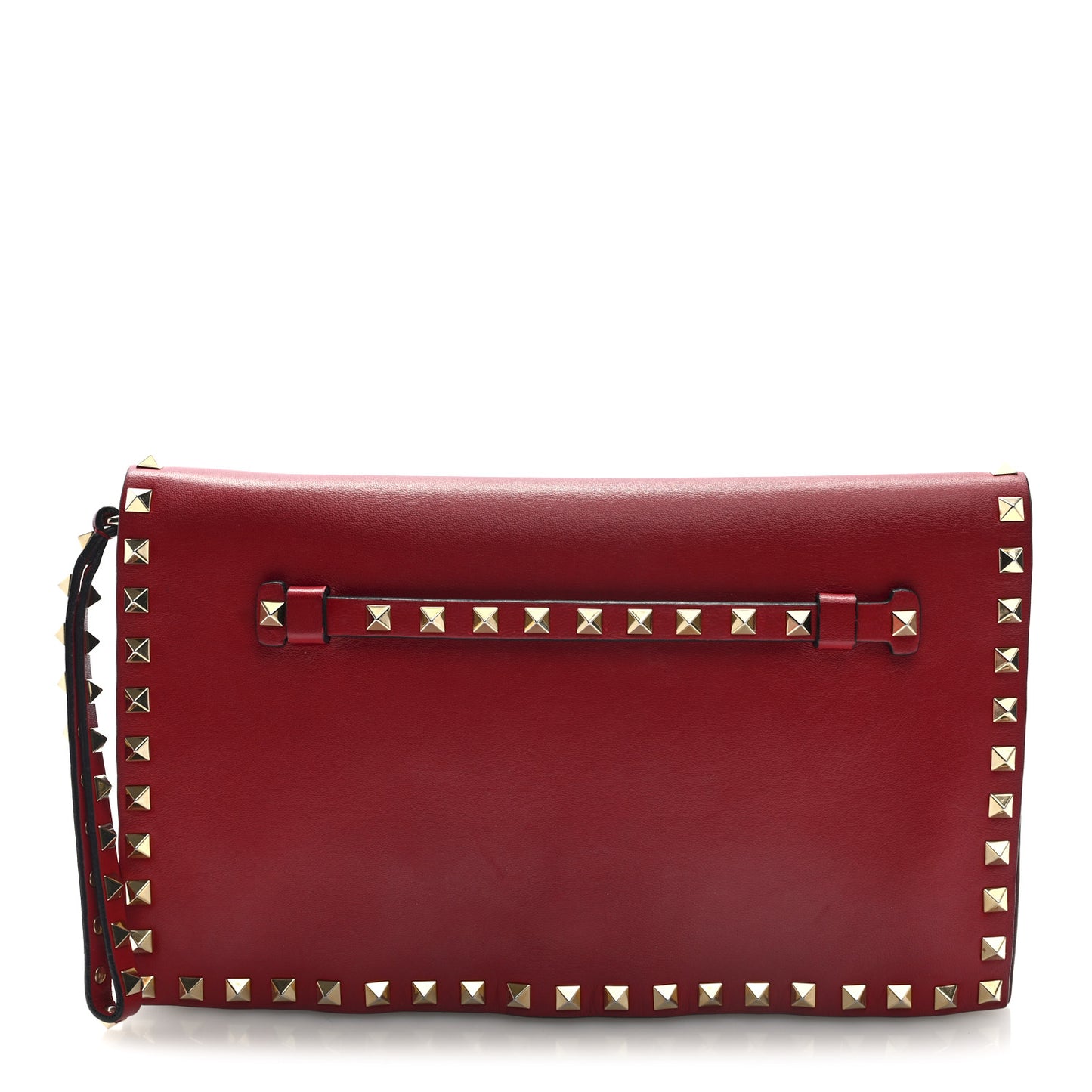 Nappa Rockstud Wristlet Clutch Rosso Valentino