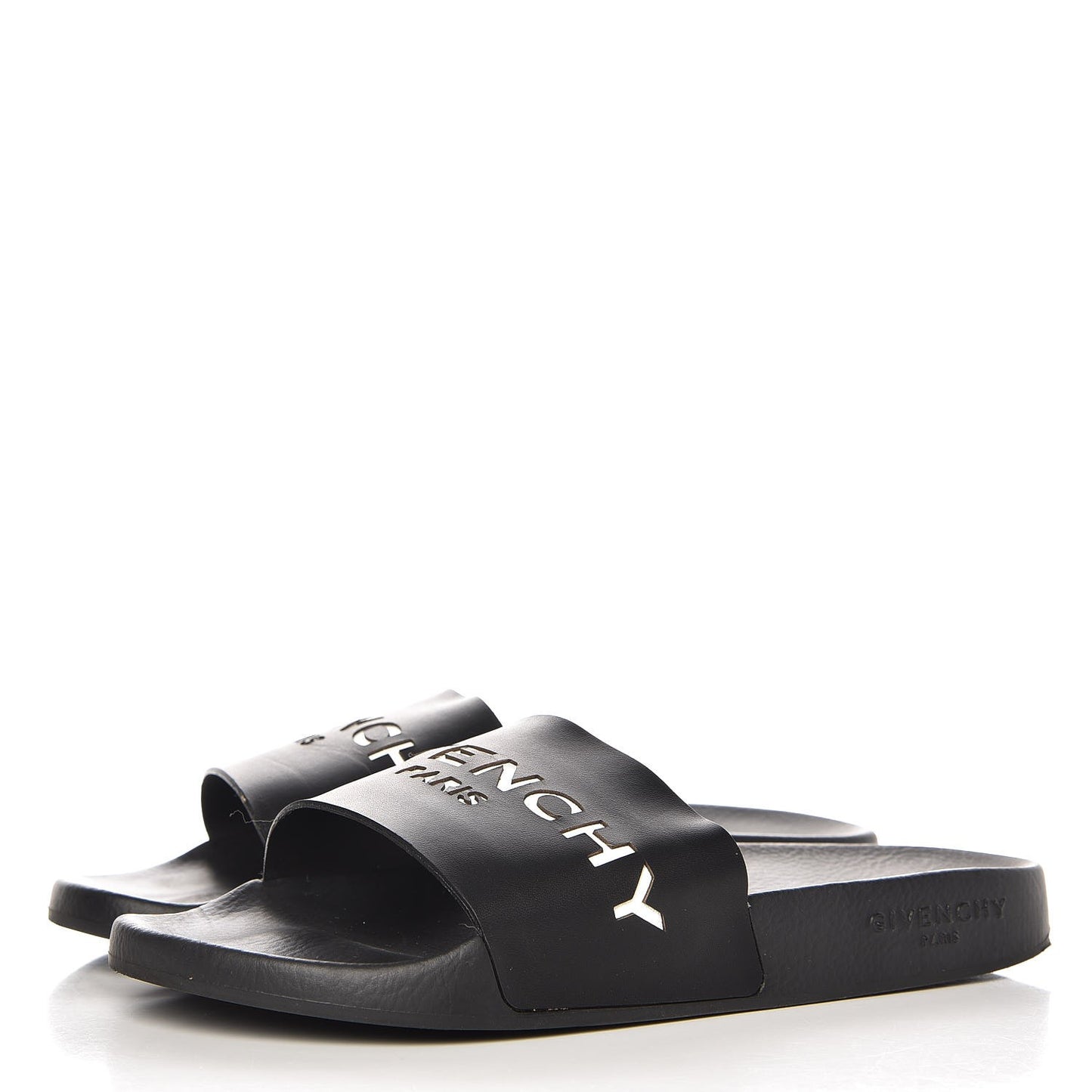 Rubber Logo Pool Slide Sandals 39 Black