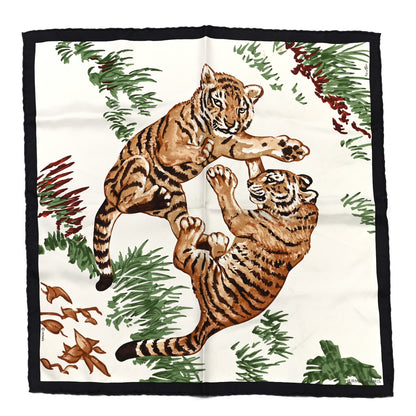 Hermes Silk Les Tigreaux Pocket Square 1 of 5