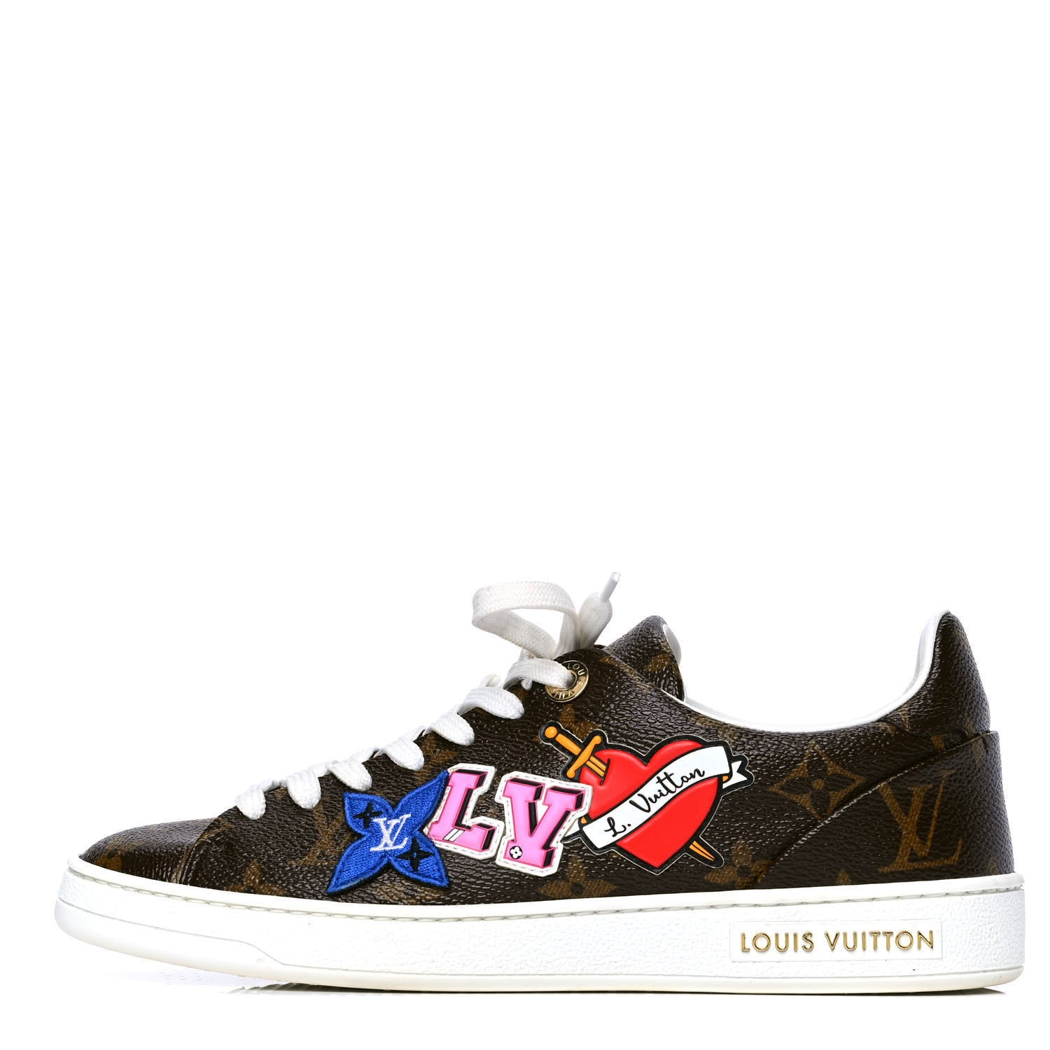 Louis Vuitton Calfskin Monogram LV Black Heart Sneakers 36 Cacao 1 of 4