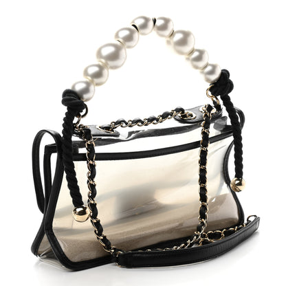 Chanel Lambskin PVC Sand By The Sea Flap With Pearl Strap Black 3 of 10