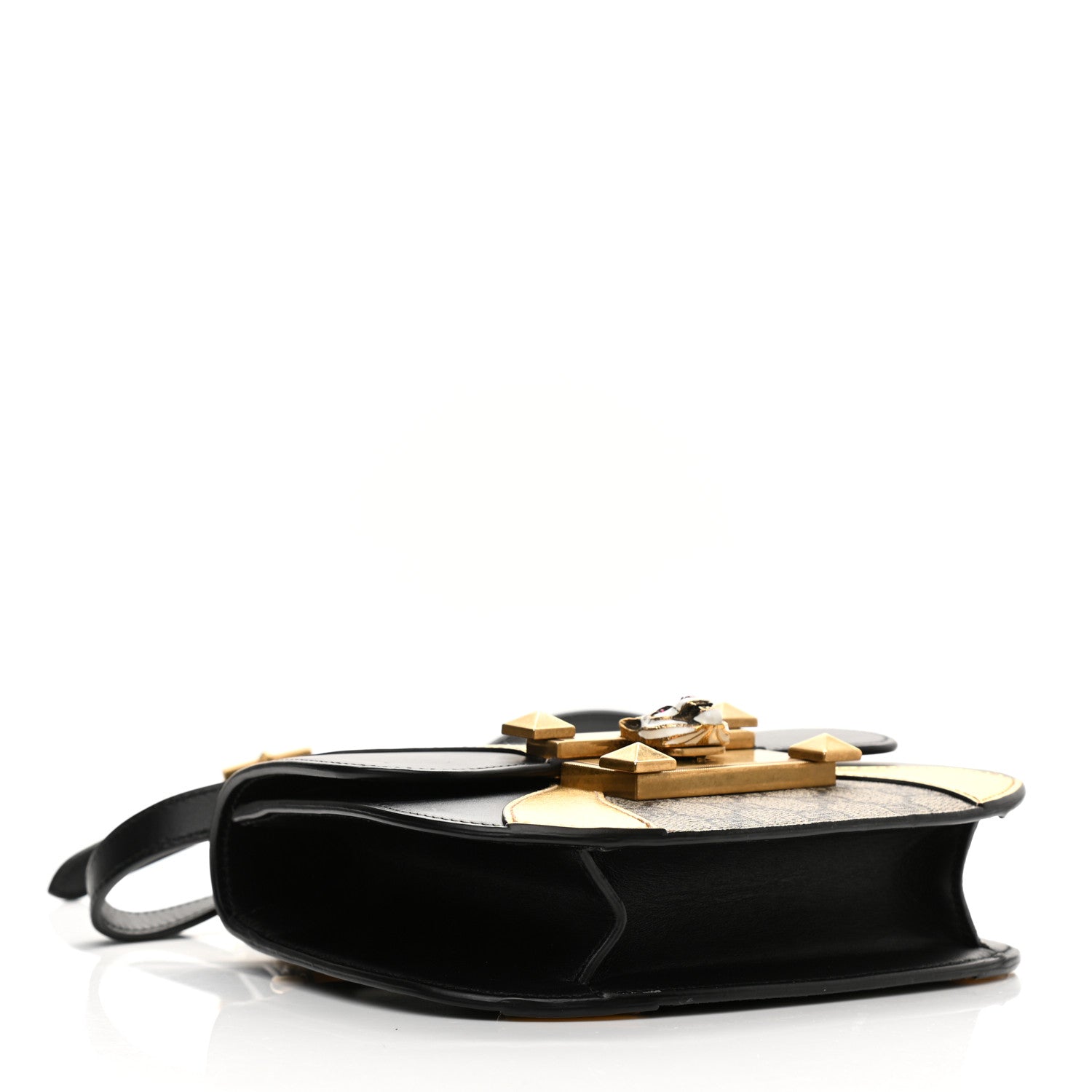 Gucci GG Supreme Monogram Small Osiride Shoulder Bag Black Gold 4 of 14