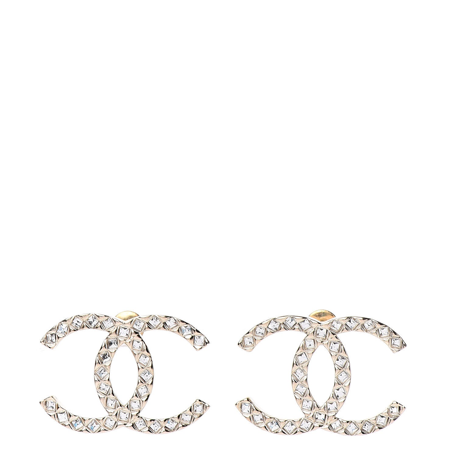 Chanel Baguette Crystal High Society CC Earrings Gold 1 of 5