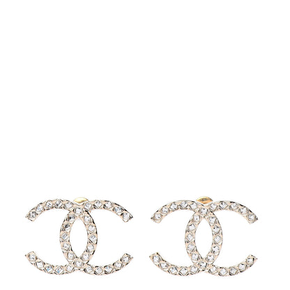 Chanel Baguette Crystal High Society CC Earrings Gold 1 of 5