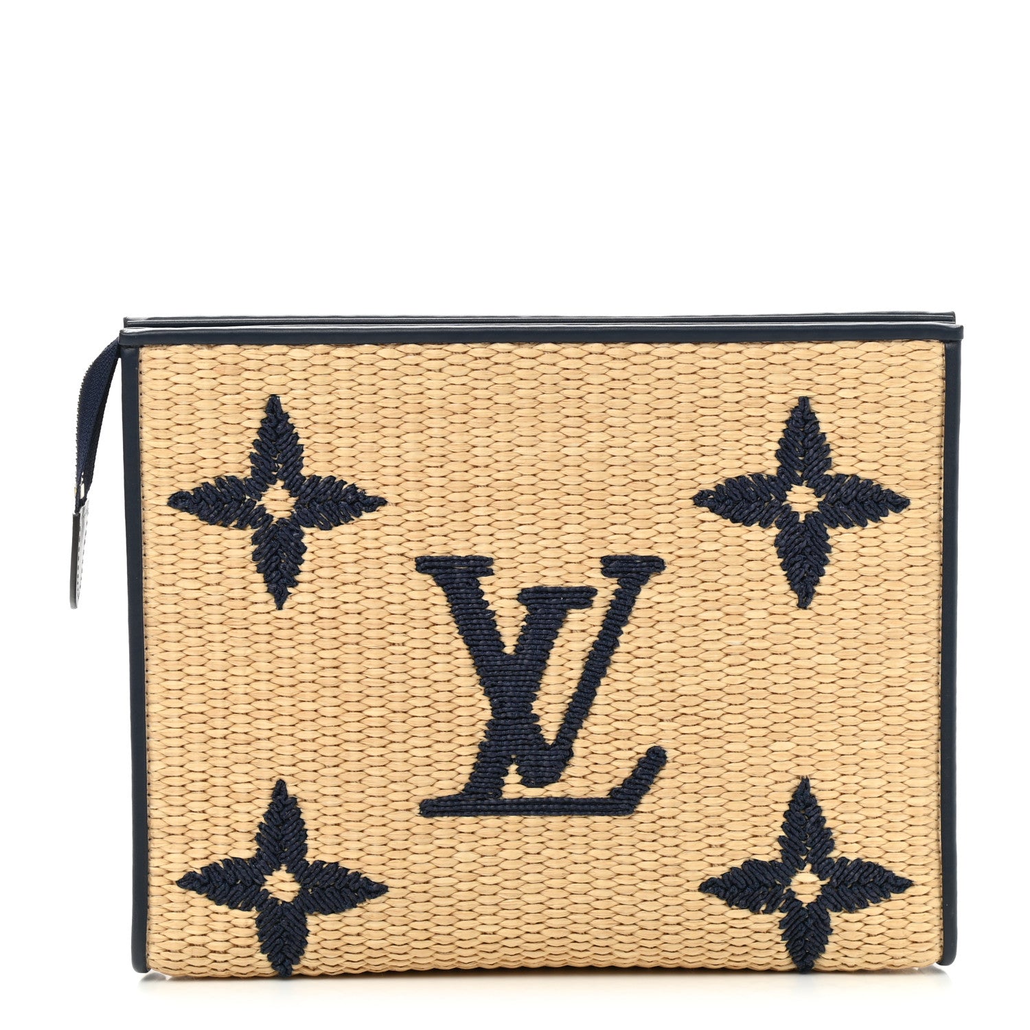 Louis Vuitton Raffia Calfskin Monogram Giant Toiletry Pouch 26 Blue 1 of 6
