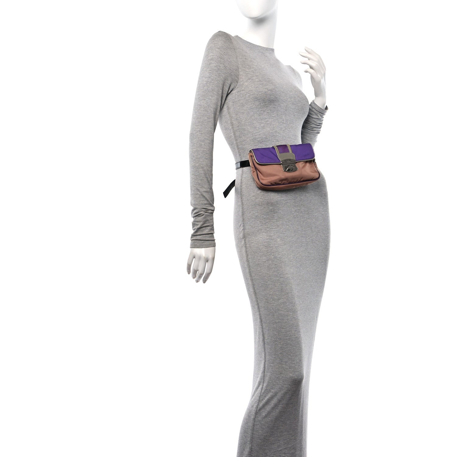 Prada Nylon Vernice Belt Bag Purple Beige Black 2 of 12