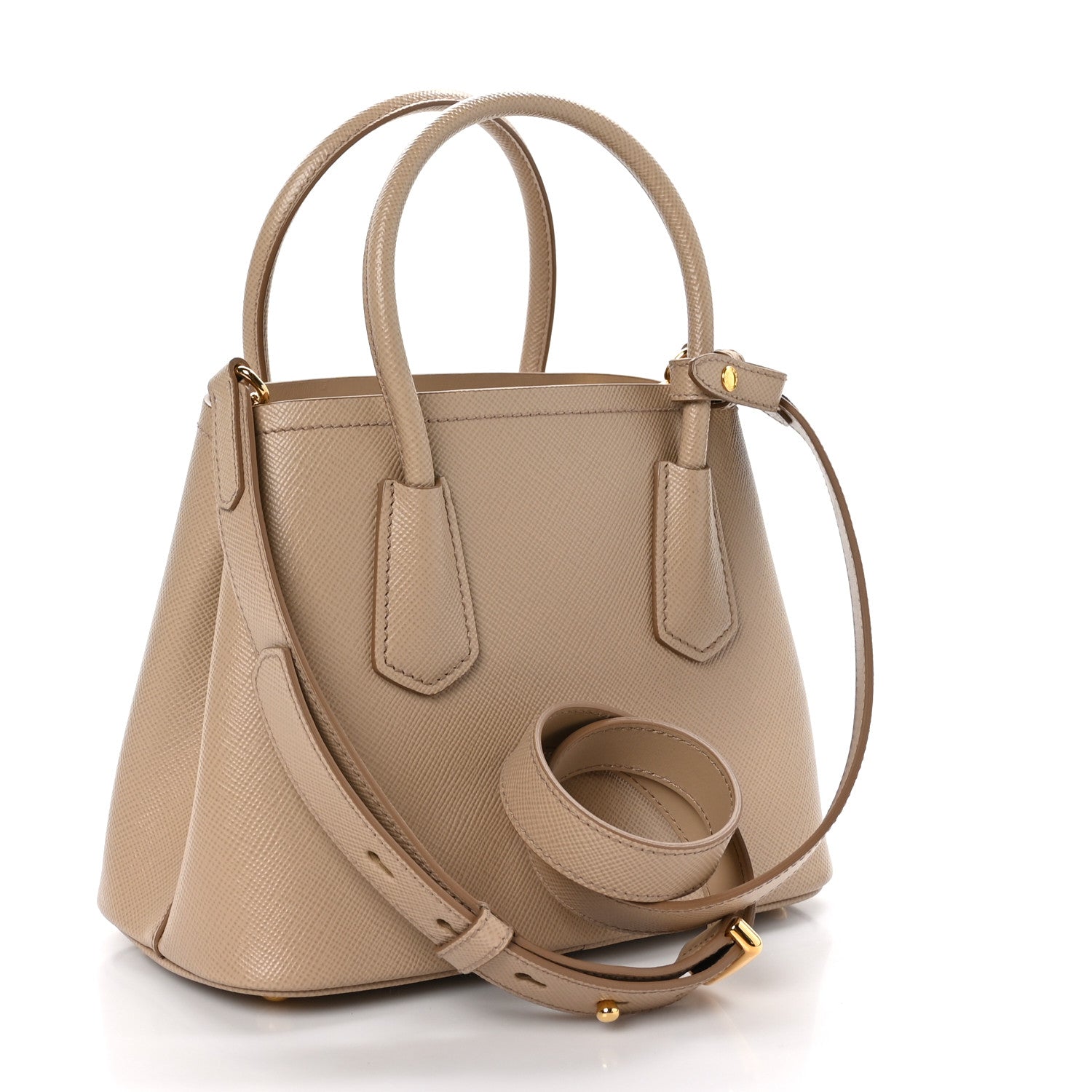 Prada Saffiano Cuir Mini Double Bag Cammeo 3 of 9