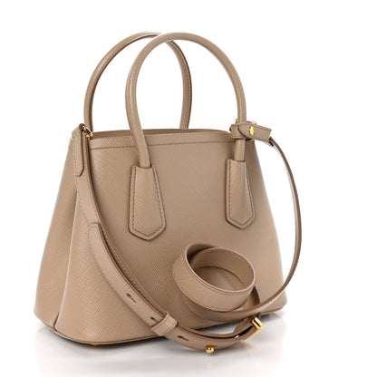 Prada Saffiano Cuir Mini Double Bag Cammeo 3 of 9