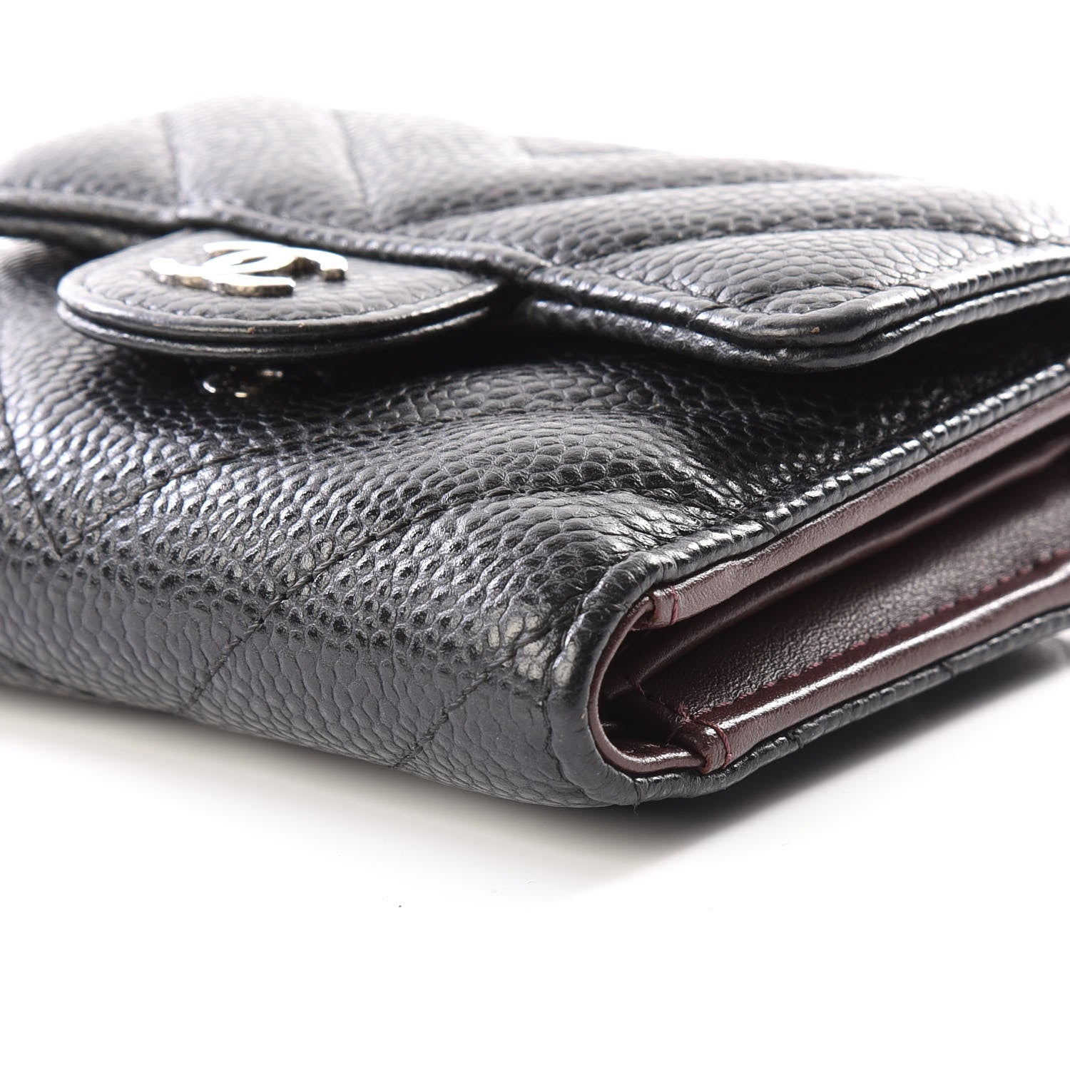 Chanel Caviar Chevron Quilted Compact Flap Wallet Black 6 of 10