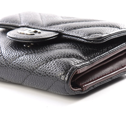 Chanel Caviar Chevron Quilted Compact Flap Wallet Black 6 of 10