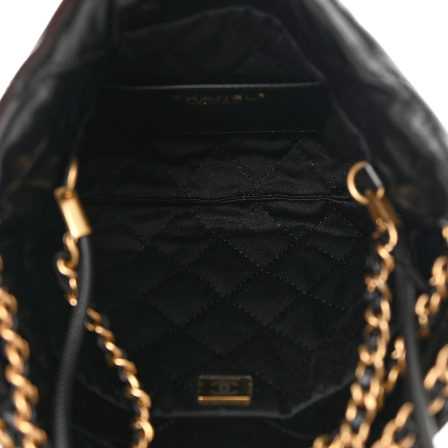 Shiny Calfskin Quilted Mini Chanel 22 Black