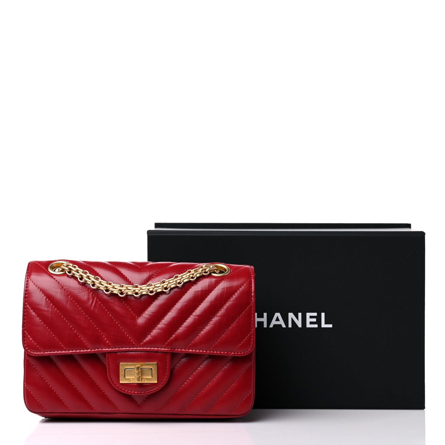 Chanel Aged Calfskin Chevron Quilted 2.55 Reissue Mini Flap Dark Red 11 of 11