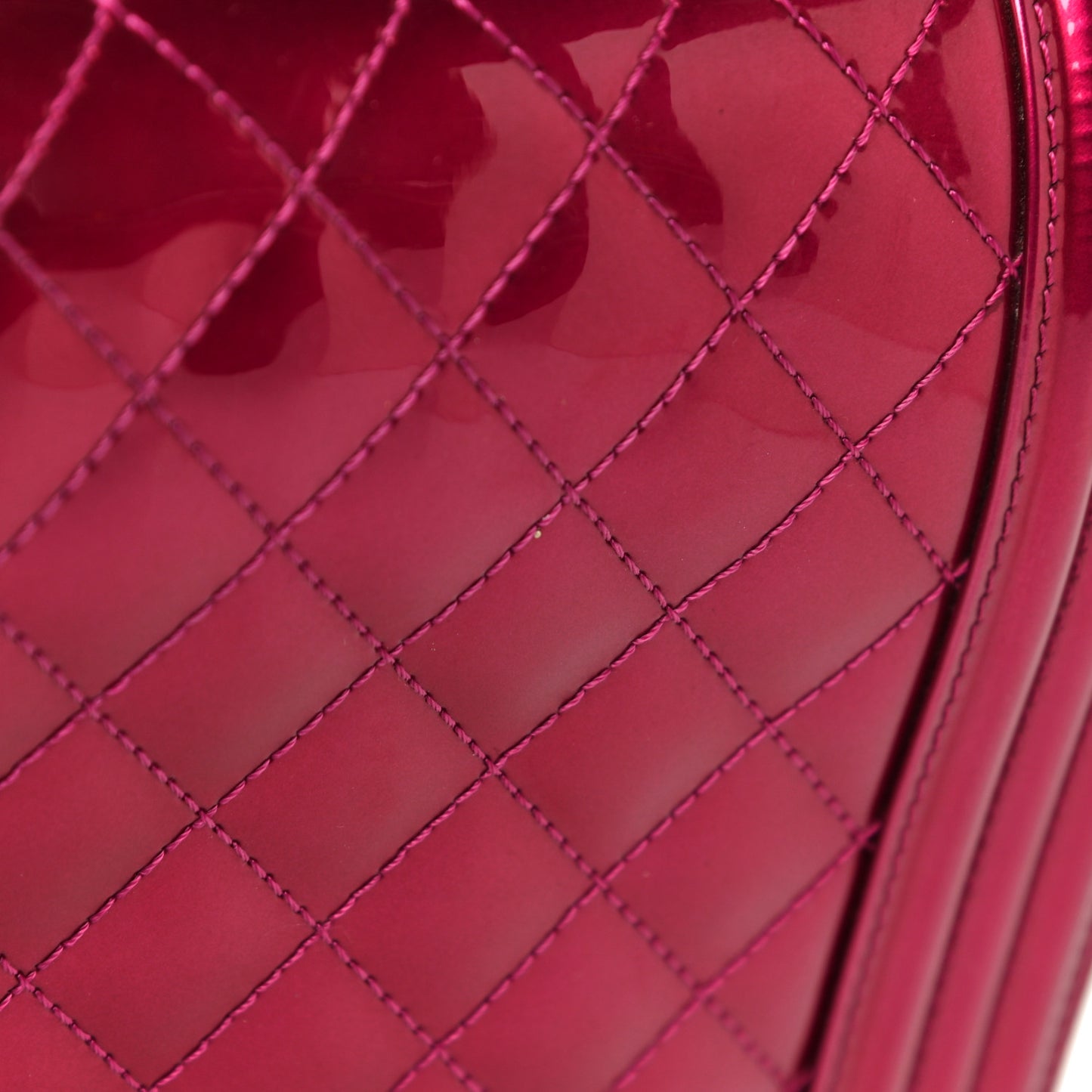 Metallic Patent Quilted New Medium Boy Flap Fuchsia