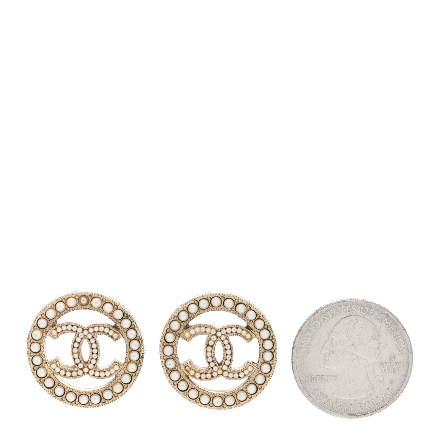 Chanel Pearl CC Round Earrings Gold 2 of 7