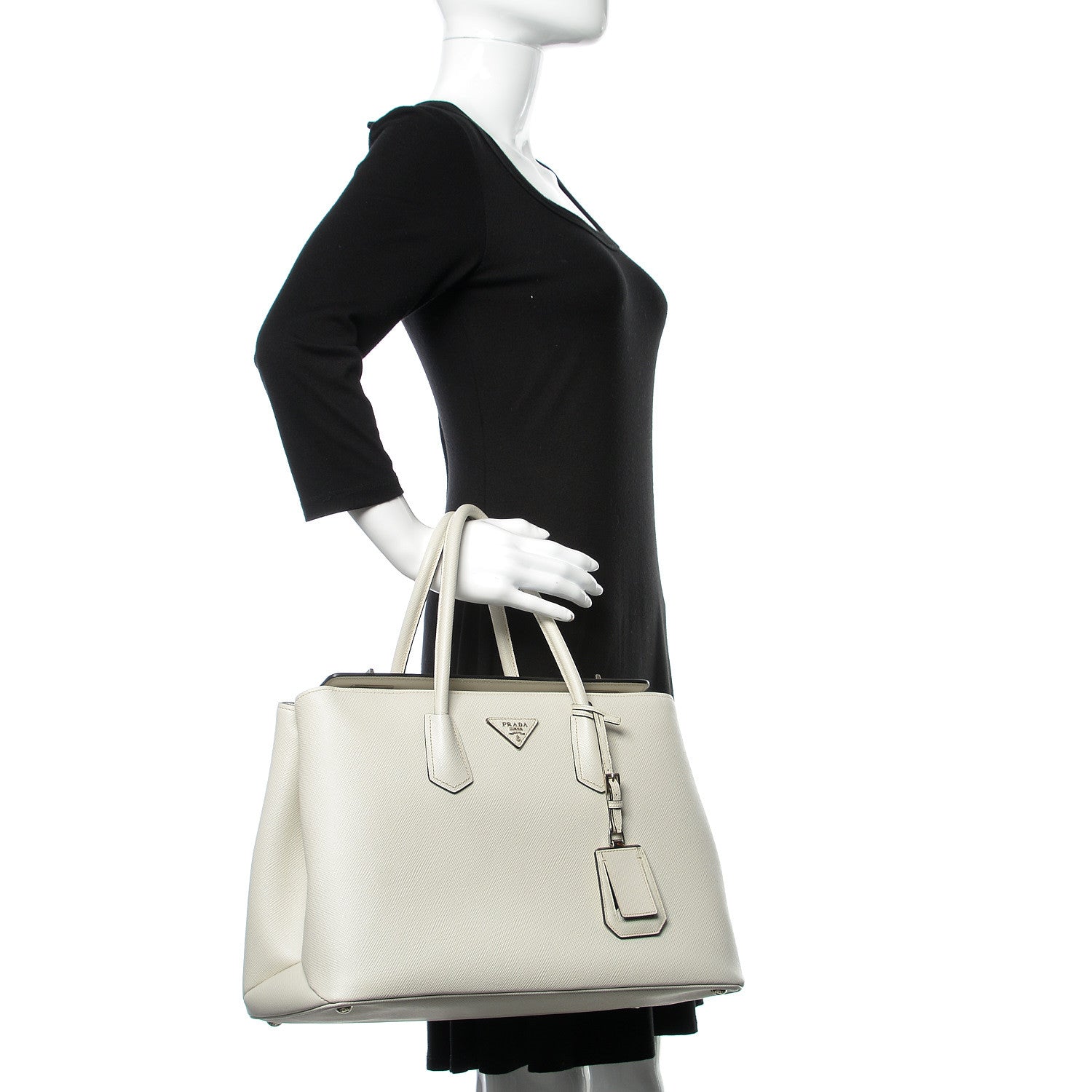 Prada Saffiano Cuir Twin Tote Talco 2 of 12