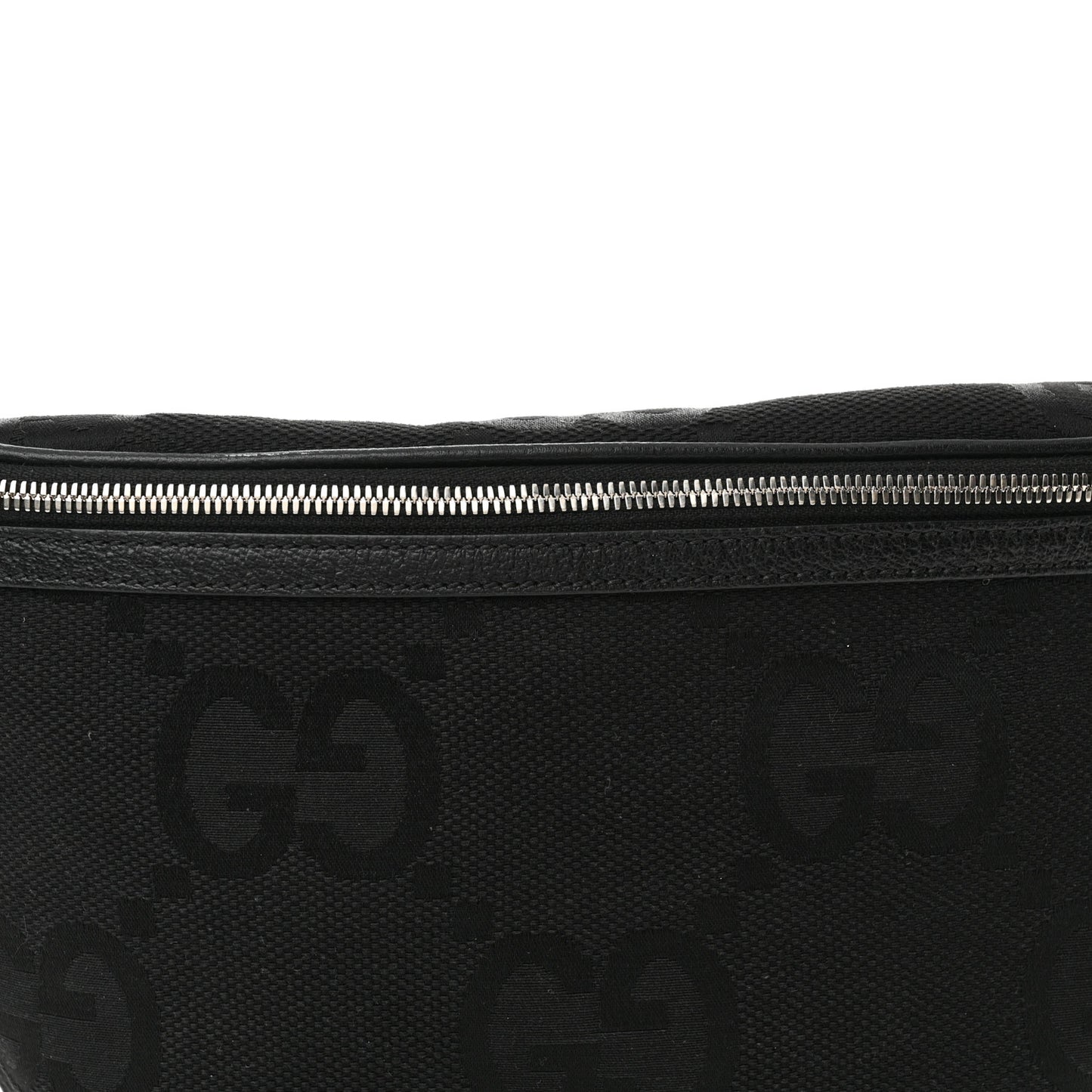 Monogram Jumbo GG Textured Dollar Calfskin Web Belt Bag Black