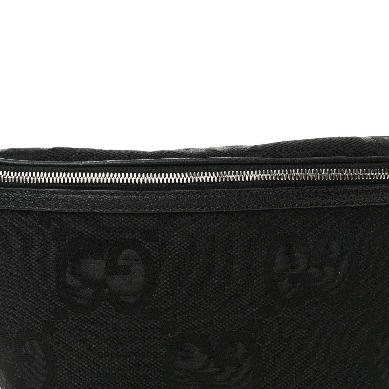 Gucci Monogram Jumbo GG Textured Dollar Calfskin Web Belt Bag Black 7 of 9