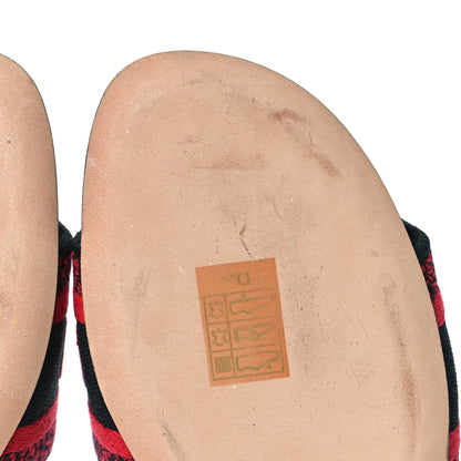 Christian Dior Canvas Pop Heart I Love Paris Embroidered Dway Flat Slide Sandals 38.5 Deep Blue Red 9 of 11