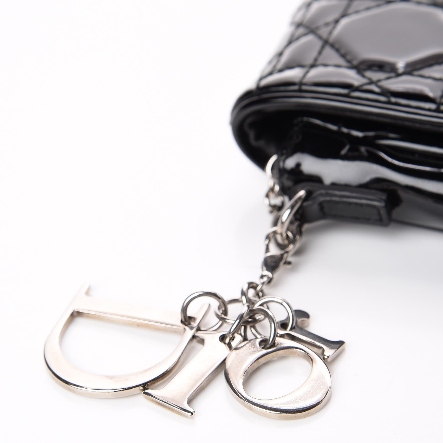 Christian Dior Patent Cannage Wallet on Chain Pouch Black 9 of 10