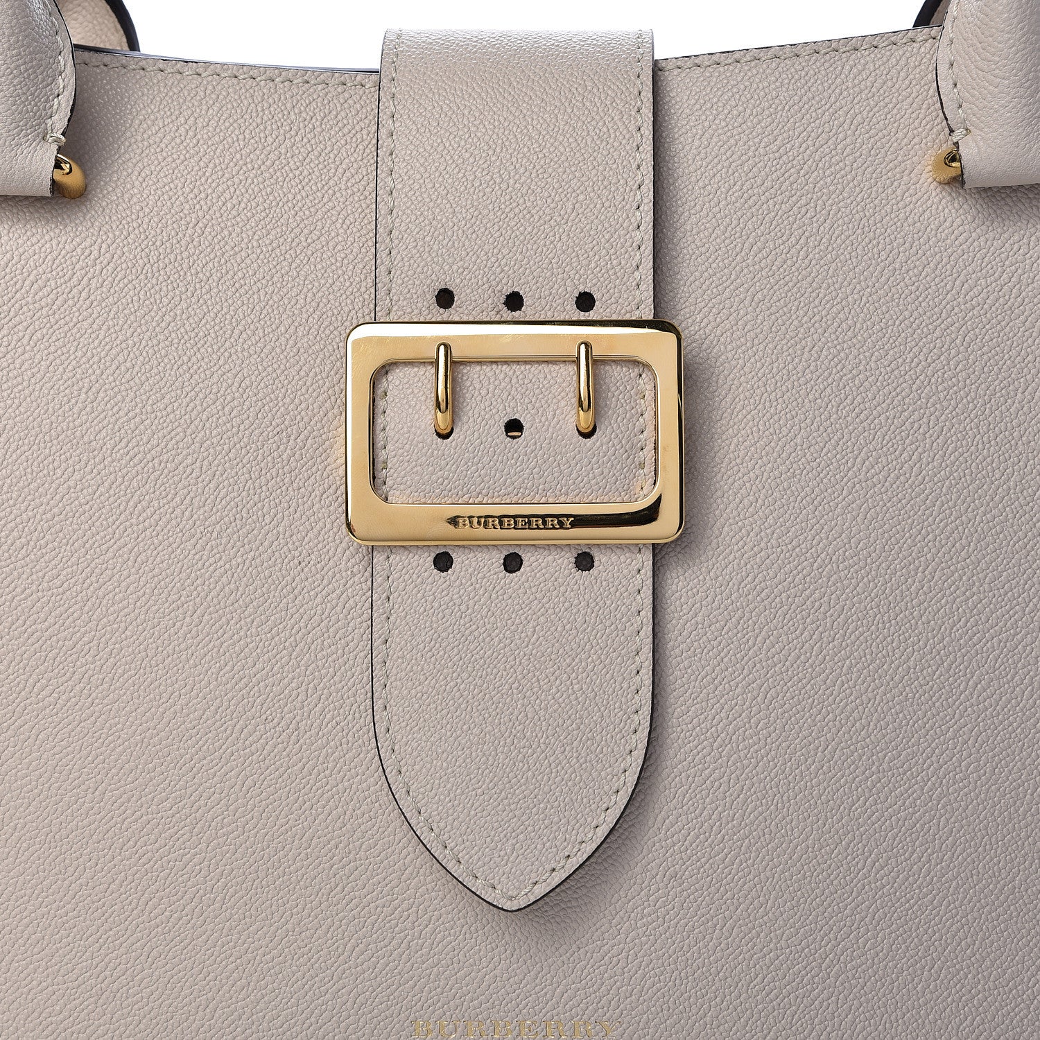 Burberry Soft Grain Calfskin Medium Buckle Tote Limestone 8 of 10